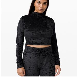 Black velvet crop top